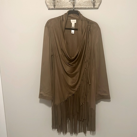 Chico’s Jacket Wrap with Fringe, Size 2 (L/12) - Picture 2 of 10